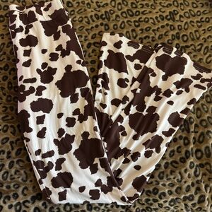 FLARE COW PRINT PANTS - SUPER SOFT AND STRETCHY